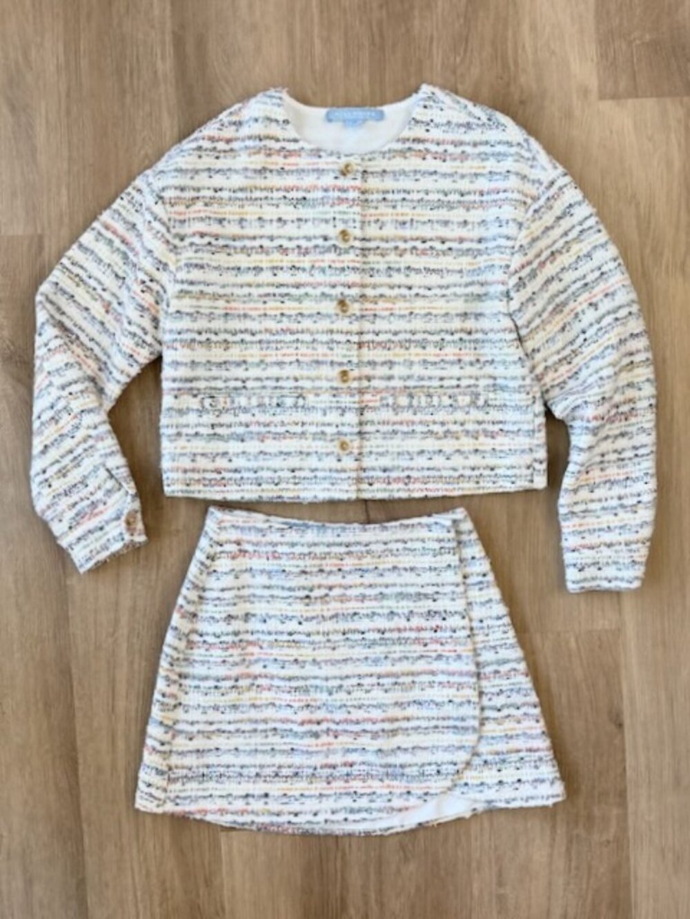 Hill House Ames Rainbow Tweed Jacket Skirt Set S